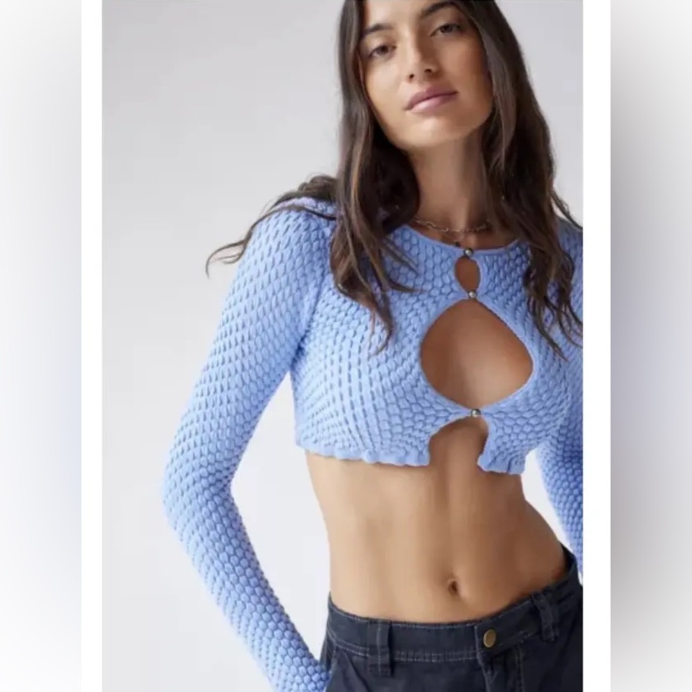 Urban Outfitters Sky Blue Knit Crop Top